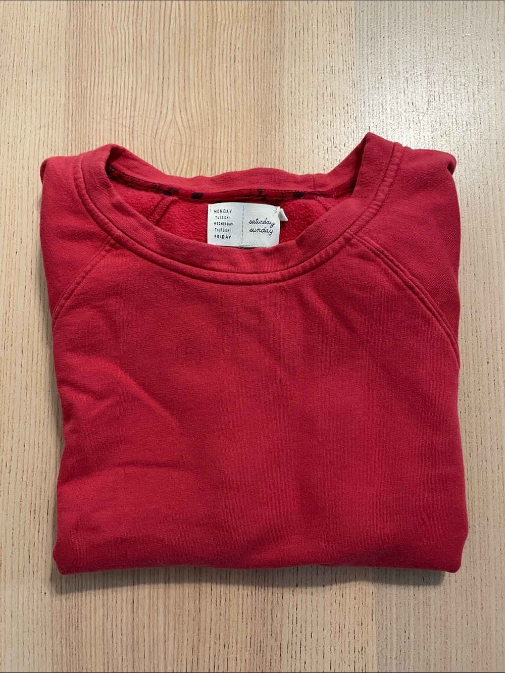 Women's Red Crewneck Sweatshirt by Saturday Sunday